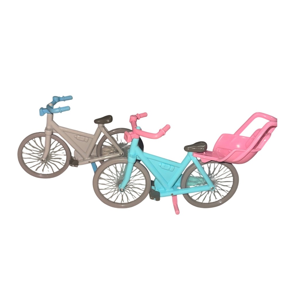 Fisher Price Loving Family Bicycles Blue Pink Dollhouse Accessories Set of 2